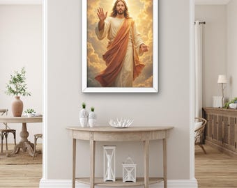 Lienzo de Jesucristo: elegante arte religioso para pared, ideal para el hogar y la oficina. Decoración de alta calidad, lista para colgar. Decoración cristiana, regalo católico.