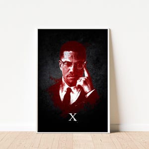 Malcolm X Portrait Wall Art – Powerful Civil Rights Icon Canvas, African American Hero Poster, Modern Home or Office Decor,Black Leader Gift