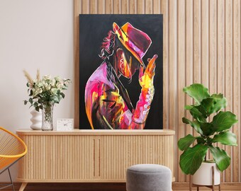 Colorful Michael Jackson Wall Art – Iconic Pop Star Canvas