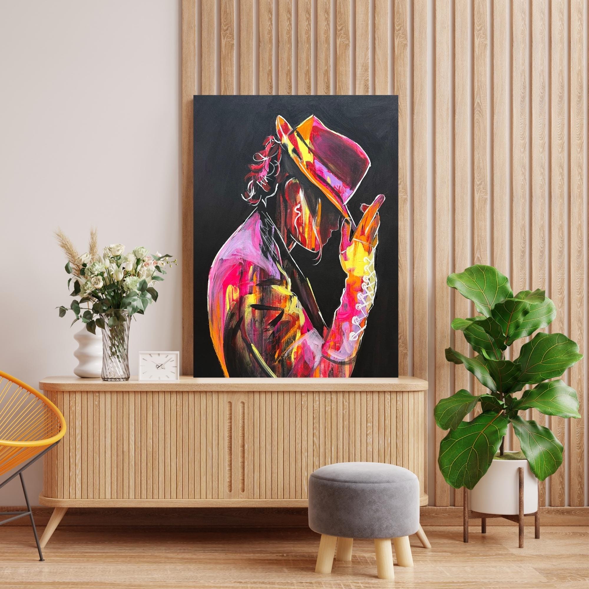 Colorful Michael Jackson Wall Art – Iconic Pop Star Canvas