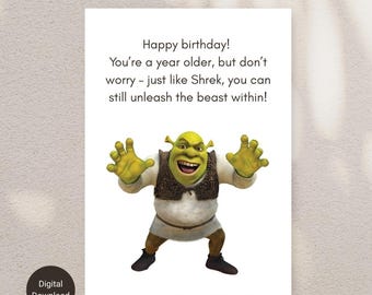 Shrek - Geburtstagskarte - Lustige Karte - Fan Karte - Zitat oder Blanko Karte - Alle Anlässe - Digital Download - Humor Shrek Karte - Shrek Gruß