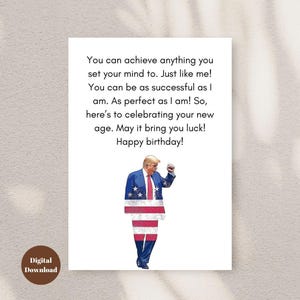 Funny Trump Birthday Card, Trump Birthday Gift, Trump Supporter, Trump Humor, Political Humor, Trump Joke, DIY Trump Card, Trump 2024
