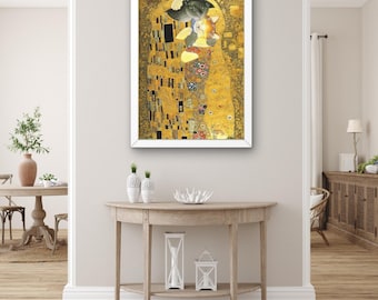 グスタフ・クリムトの「接吻」 - 猫を描いた有名な絵画のパロディ、高