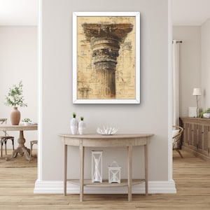 Korinthische Säule Poster | Vintage Architektur Poster | Klassische Säule Wandbild | Antikes Blueprint Dekor | Vintage klassisches Wanddekor