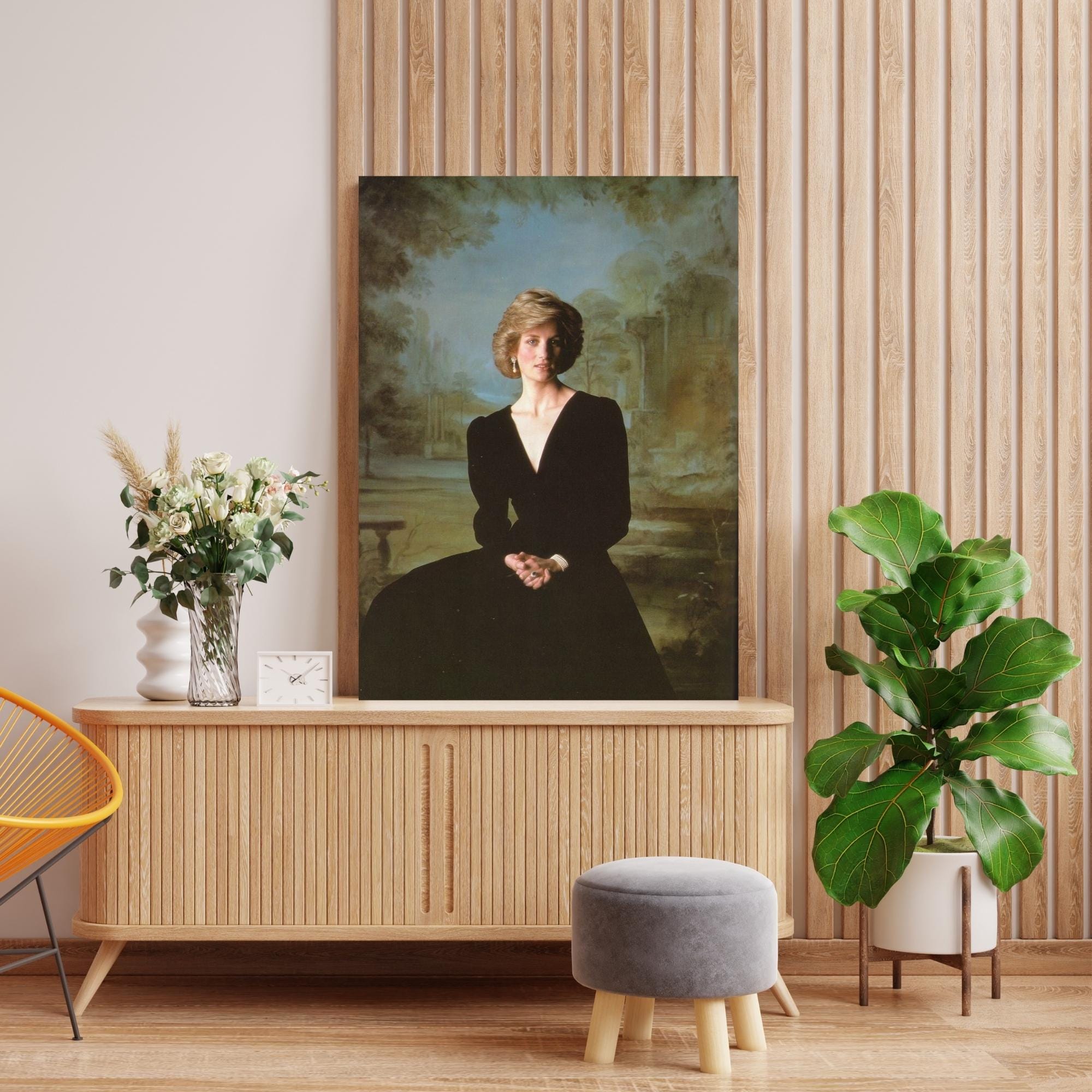 Vintage Princess Diana Portrait – Royal Icon Canvas Wall Art