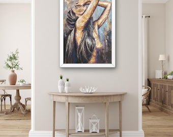 Lienzo de silueta abstracta, arte corporal femenino, diseño moderno de lienzo para pared, decoración de pared femenina, lienzo corporal femenino, decoración de pared para dormitorio