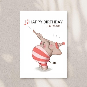 Tarjeta de cumpleaños divertida con elefante, tarjeta de cumpleaños con forma de animal, tarjeta con elefante adorable y única, regalo de cumpleaños, tarjeta con humor de elefante, tarjeta para hacer tú mismo