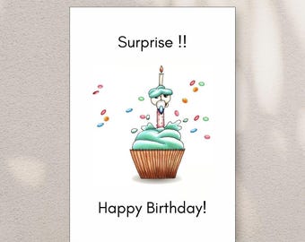 Funny Cake Birthday Card, Birthday Gift Card, Humorous-Cute Birthday Card, Cake Card, Printable Card, DIY Card