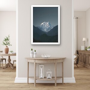 Snowy Mountain Peak Canvas Wall Art, Nature Landscape Poster Print, Minimalist Alpine Decor for Living Room or Bedroom, Nature Lover Gift