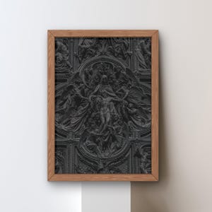 Gothic Religious Wall Art, Baroque Sacred Sculpture Canvas Print, Dark Angelic Artwork for Home Decor, Gothic Angel Art, Historic Art Print