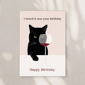 Katze Geburtstagskarte, Katze Thema Karte, lustige Geburtstagskarte, Katze Geburtstagsgeschenk, süße Geburtstagskarte, druckbare Katze Karte, schwarze Katze Karte
