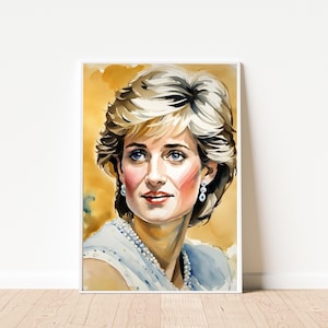 Stampa su tela colorata della principessa Diana – Iconica stampa da parete con ritratto reale – Decorazione femminile moderna – Stampa reale in stile pop audace, regalo per gli appassionati di principesse