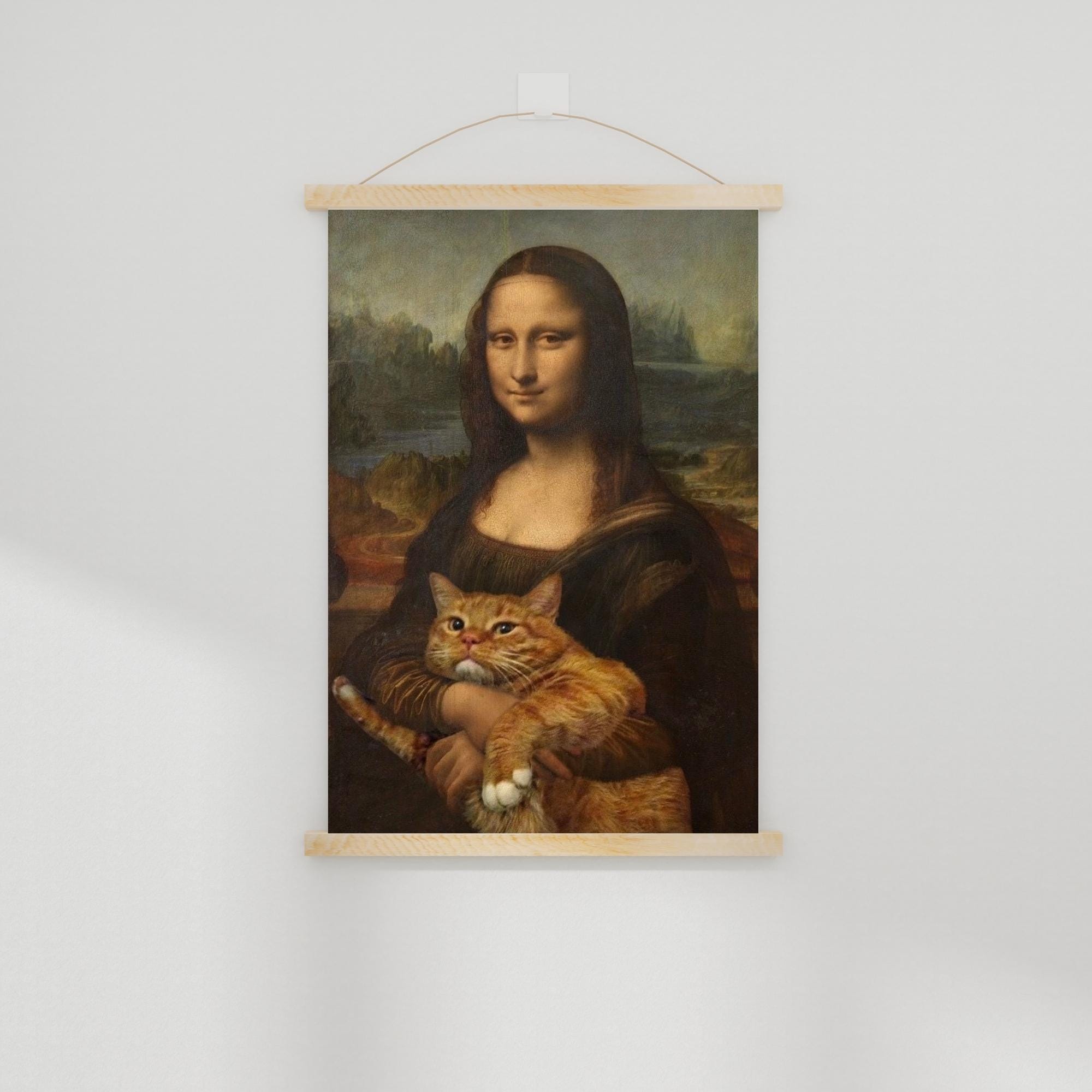 モナリザ猫パロディウォールアート | 猫の面白いクラシック絵画、家庭