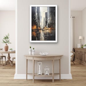 Abstract Cityscape Wall Art – Modern Urban Street Painting – Contemporary City Canvas Print – Skyline Home Decor, Vibrant City Decor