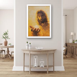 Jesus Christ Wall Art – Spiritual Christian Canvas Painting – Inspirational Religious Artwork – Faith and Hope Home Decor, Holy Figure Art