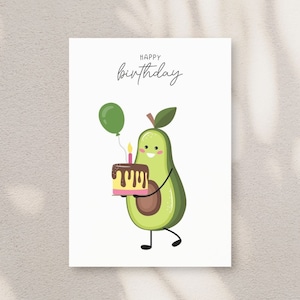 Carte d'anniversaire numérique avec avocat mignon - drôle et unique, carte de joyeux anniversaire, carte d'anniversaire coquine, téléchargement immédiat