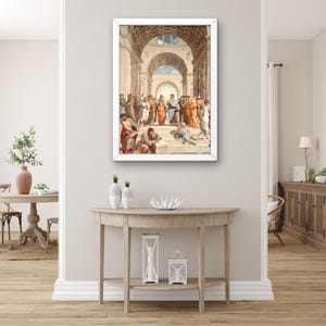 La scuola di Atene di Raffaello – Stampa su tela capolavoro rinascimentale – Arte murale di filosofia classica – Riproduzione di opere d&#39;arte storiche