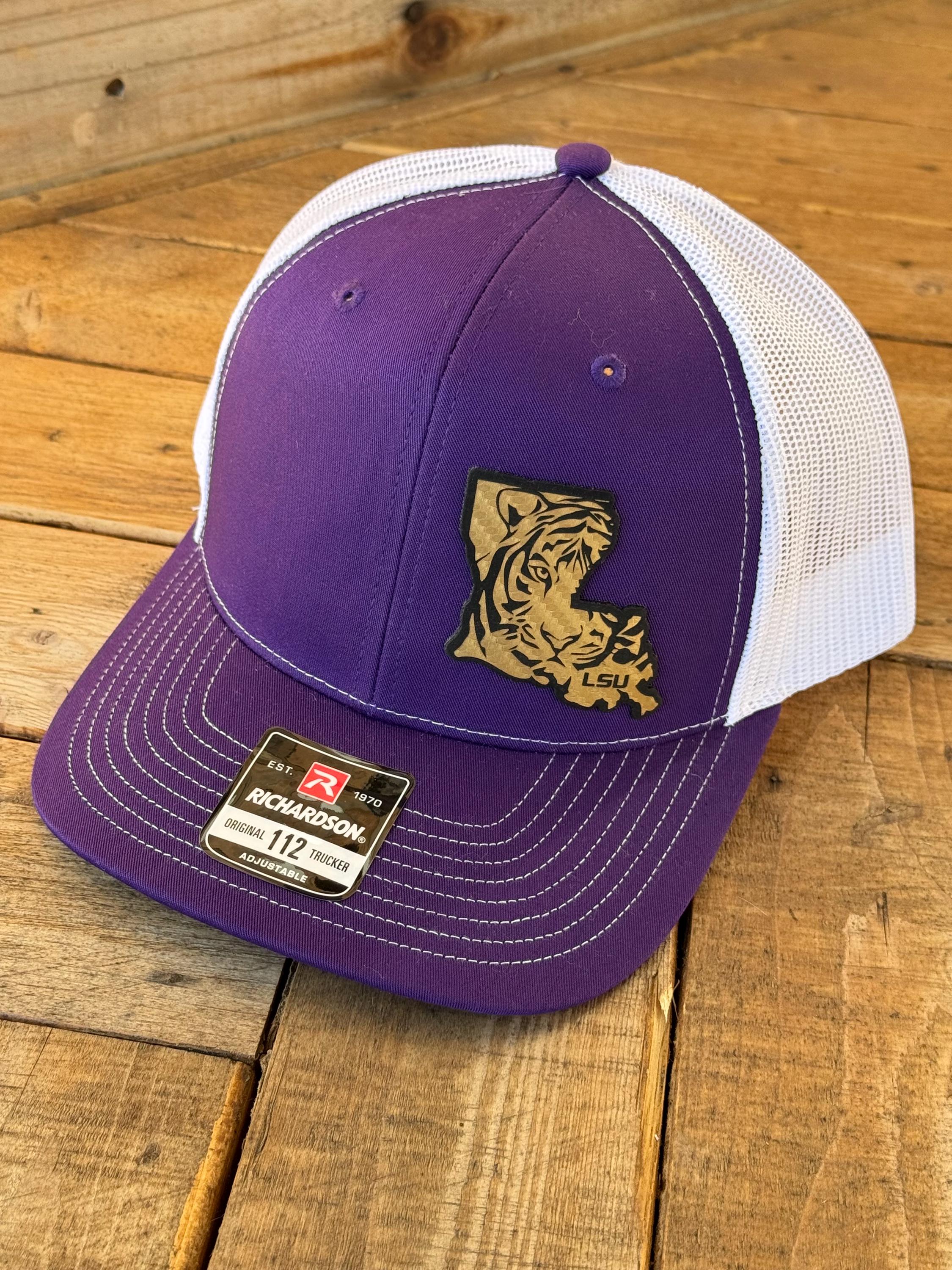 Lavender Embroidered Tiger Wide-Brim Hat with Floral Trim. LSU Fans!!! Louisiana Tiger Claw Hat (Purple) - Sunny Belle main image 2