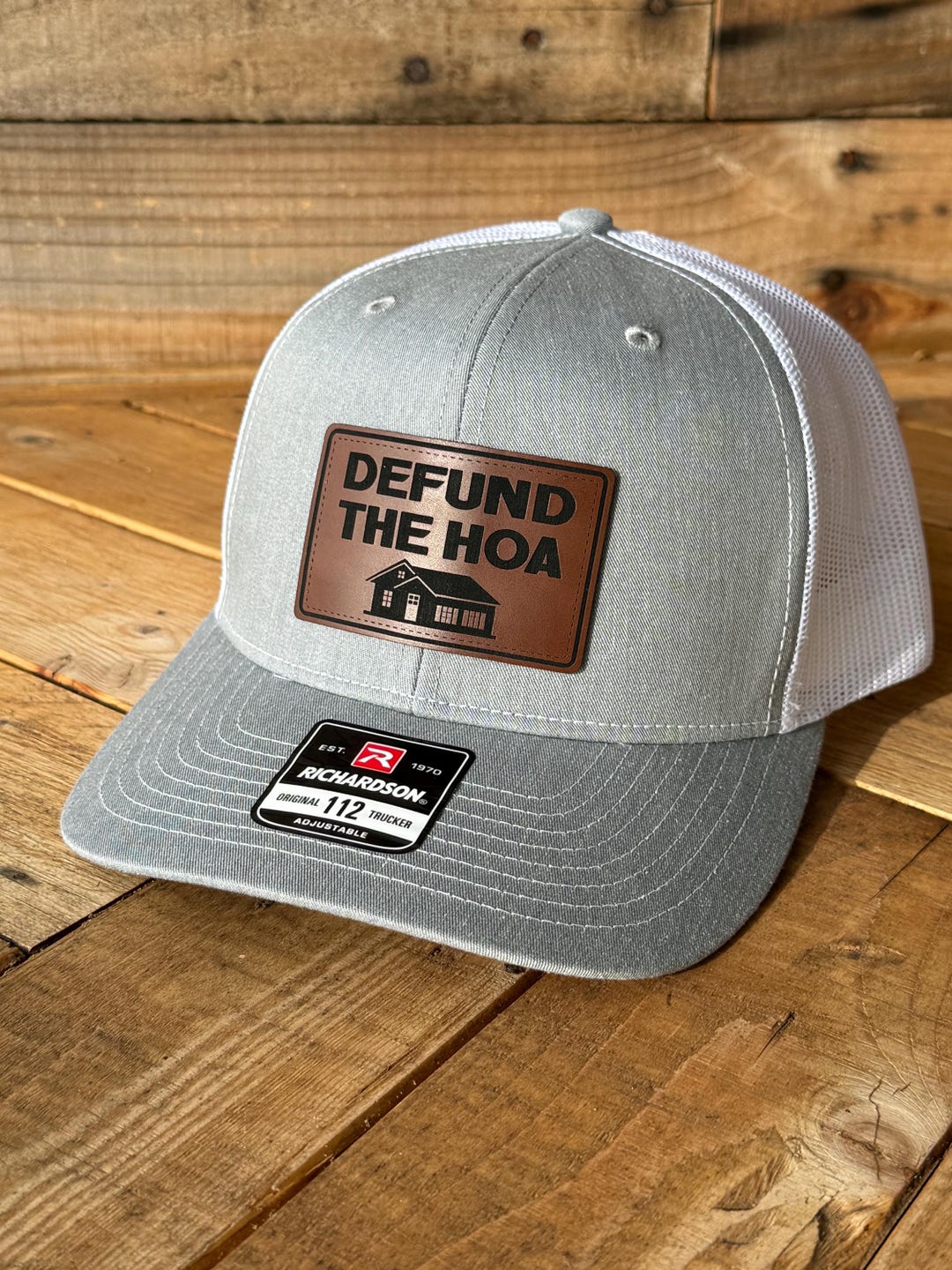 Defund the HOA Leather Hat Patch Richardson Hat Mesh Back Snap Back ...