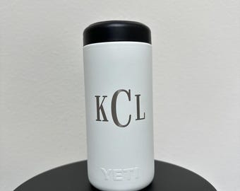 12oz Yeti SLIM Colster Can Insulator Custom Engraved, MONOGRAM, personalized yeti tumbler, initials on cup