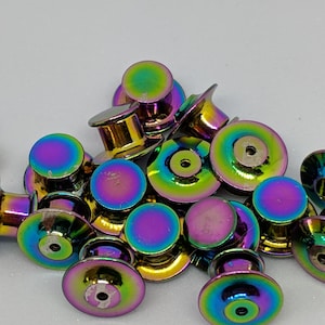 12 Pack of Locking Pin Backs / Pin Keepers Never lose a Special Pin again New Styles Free domestic shipping with 35 dollar purchase. Rainbow