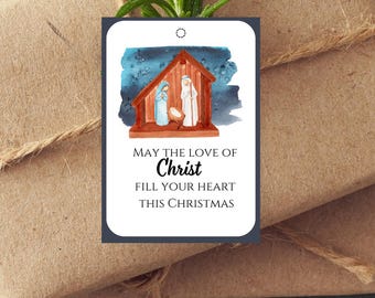 Christian Christmas Gift Tags Printable, Nativity Bible Verse Tags, Religious Holiday Labels, Faith Based Gift Tag, Instant Download