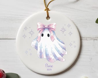 Decorazione fantasma personalizzata per bambini: fiocco color pastello, ricordo personalizzato di Halloween