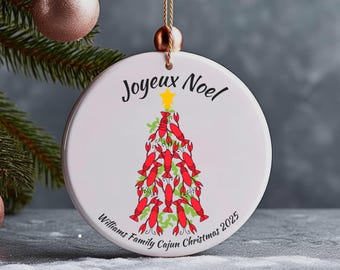Personalized Cajun Crawfish Christmas Ornament: New Orleans Family Keepsake