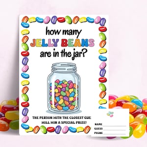 Jelly Bean Guessing Game Printable, Easter Guess How Many Game, Candy Jar Guessing Game,  Spring Party Activity, Instant Download