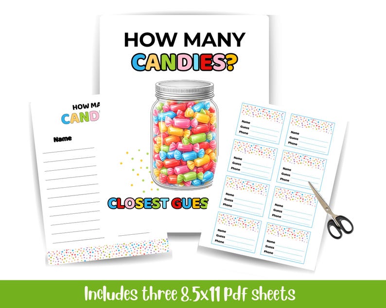 Birthday Guessing Game Printable | How Many Candies Game | Candy Jar ...