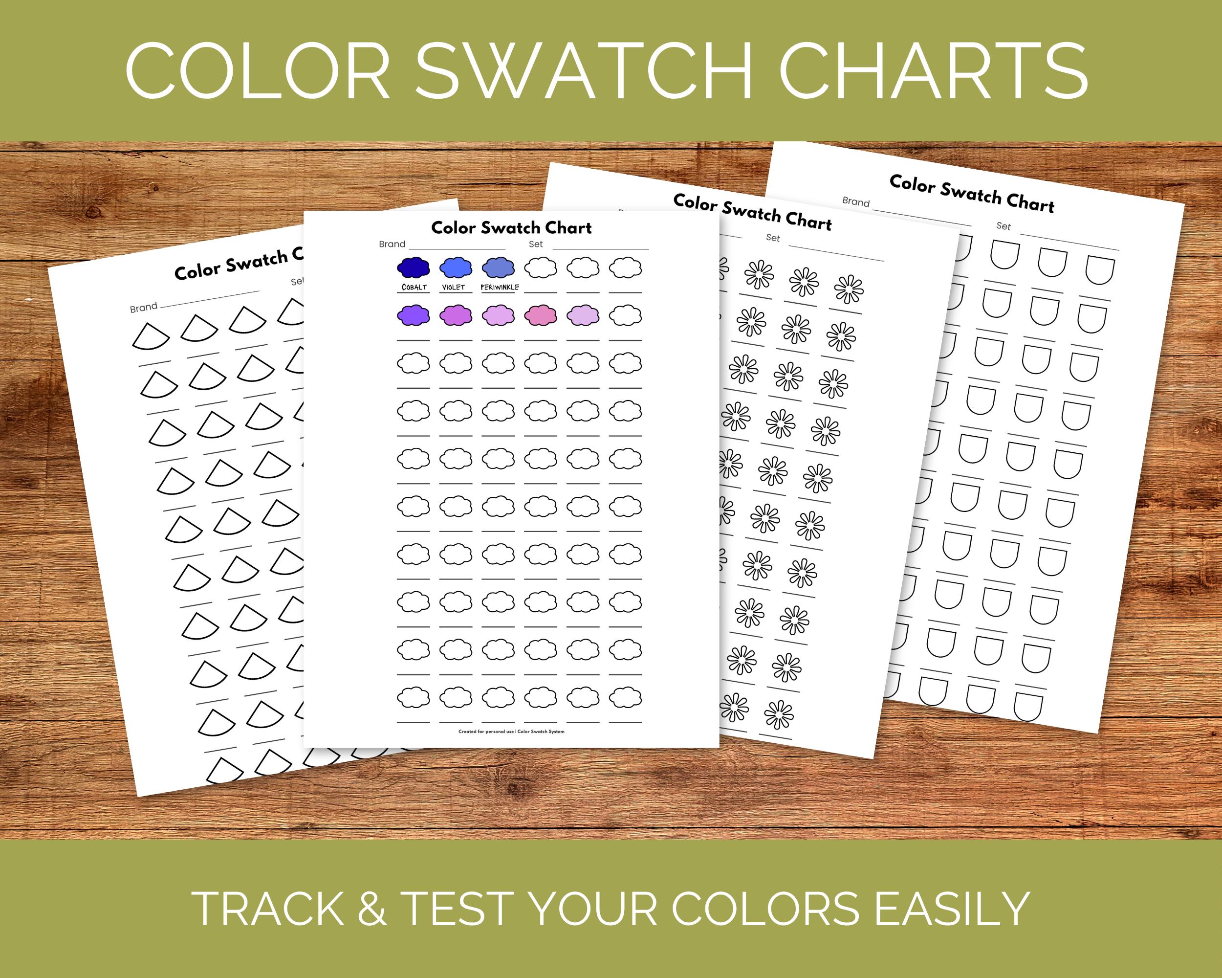 Color Swatch Chart Printable, Adult Coloring Page Marker & Colored ...