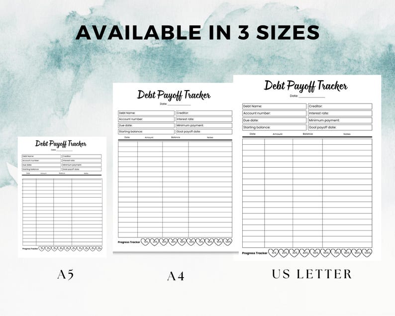 Debt Payoff Tracker, Printable & Digital Finance Planner Page, Budget ...