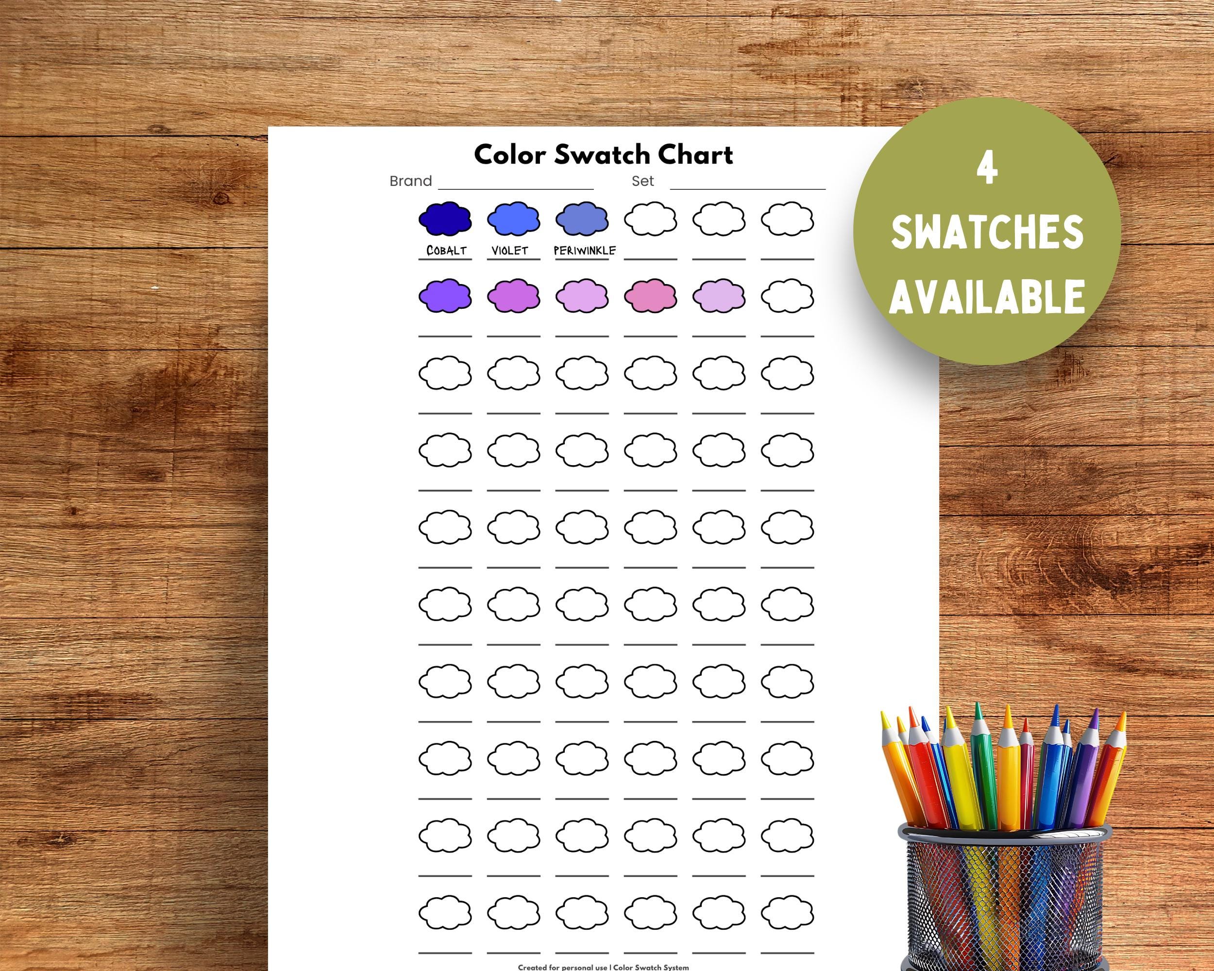 Color Swatch Chart Printable, Adult Coloring Page Marker & Colored ...