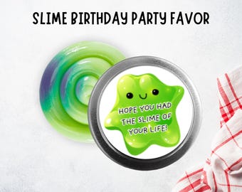 Etichette per bomboniere a tema slime, etichette stampabili per ringraziamenti di compleanno per bambini, download immediato