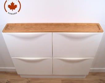 Custom Wooden Shelf for 2 Ikea TRONES Shoe Cabinet - Wall Mounted