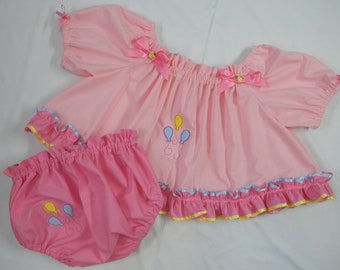 Adult Baby Sissy Littles abdl PINK PONY Crop Top 2 Piece Set Shirt Diaper Cover Dress Up