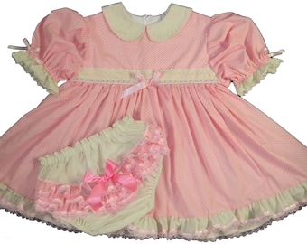 Pink Dot Eyelet Dress Set: ABDL Sissy Little Outfit