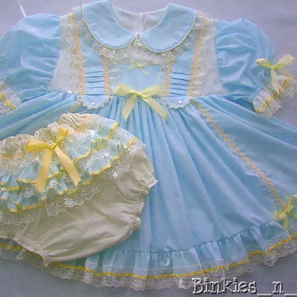 Adult Baby Sissy Littles abdl BERRY BLUE Dress Set My Binkies and Bows