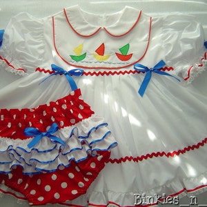 Adult Baby Sissy Littles abdl Anchors Aweigh Dress Set My Binkies and Bows