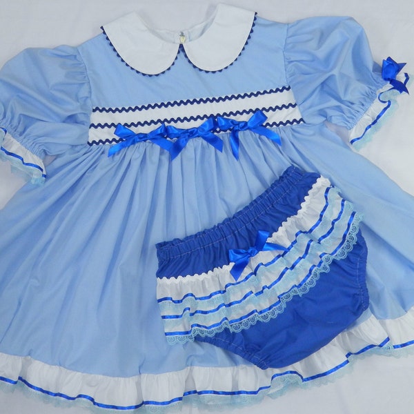 Adult Baby Sissy Littles abdl Blueberry Jelly Dress Set My Binkies and Bows