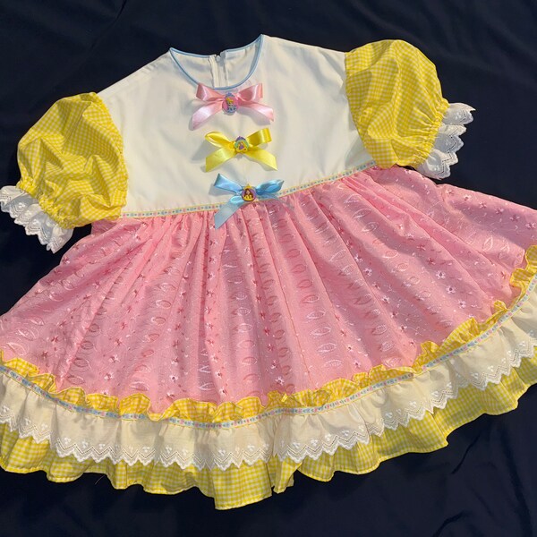 Adult Baby Sissy Littles abdl CUTIE PRINCESS pINK EYELET Dress My Binkies and Bows