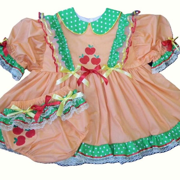 adult baby sissy littles abdl APPLEJACK DRESS SET My Binkies and Bows Diaper Cover