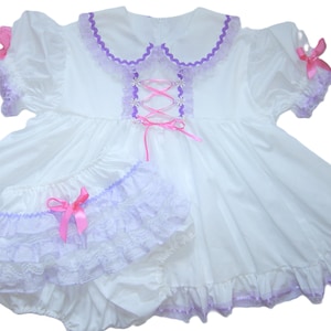 Adult Baby Sissy Littles abdl LOVEY LILAC Dress Set My Binkies and Bows