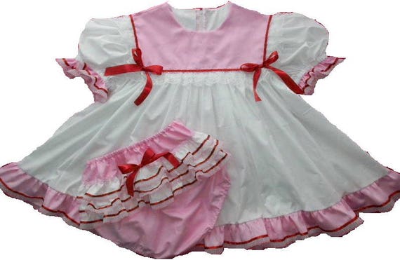 LAST ONE Adult Baby Sissy Little Bunny n Chick Dress Set PUL Lined Diaper Cover