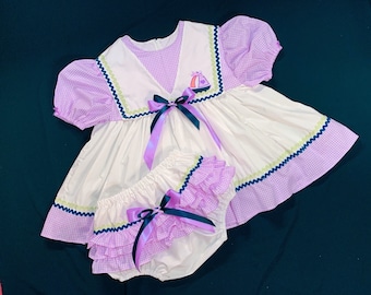 Adult Baby Sissy Littles abdl Purple RASPBERRY PIRATE Dress and Diaper Cover Set My Binkies and Bows