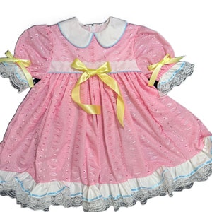 Adult Baby Sissy Littles abdl PINK EYELET SUMMER Dress My Binkies and Bows