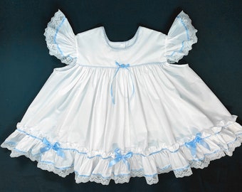 Adult Baby Sissy Littles abdl PRETTY Light Blue PRINCESS PINAFORE My Binkies and Bows