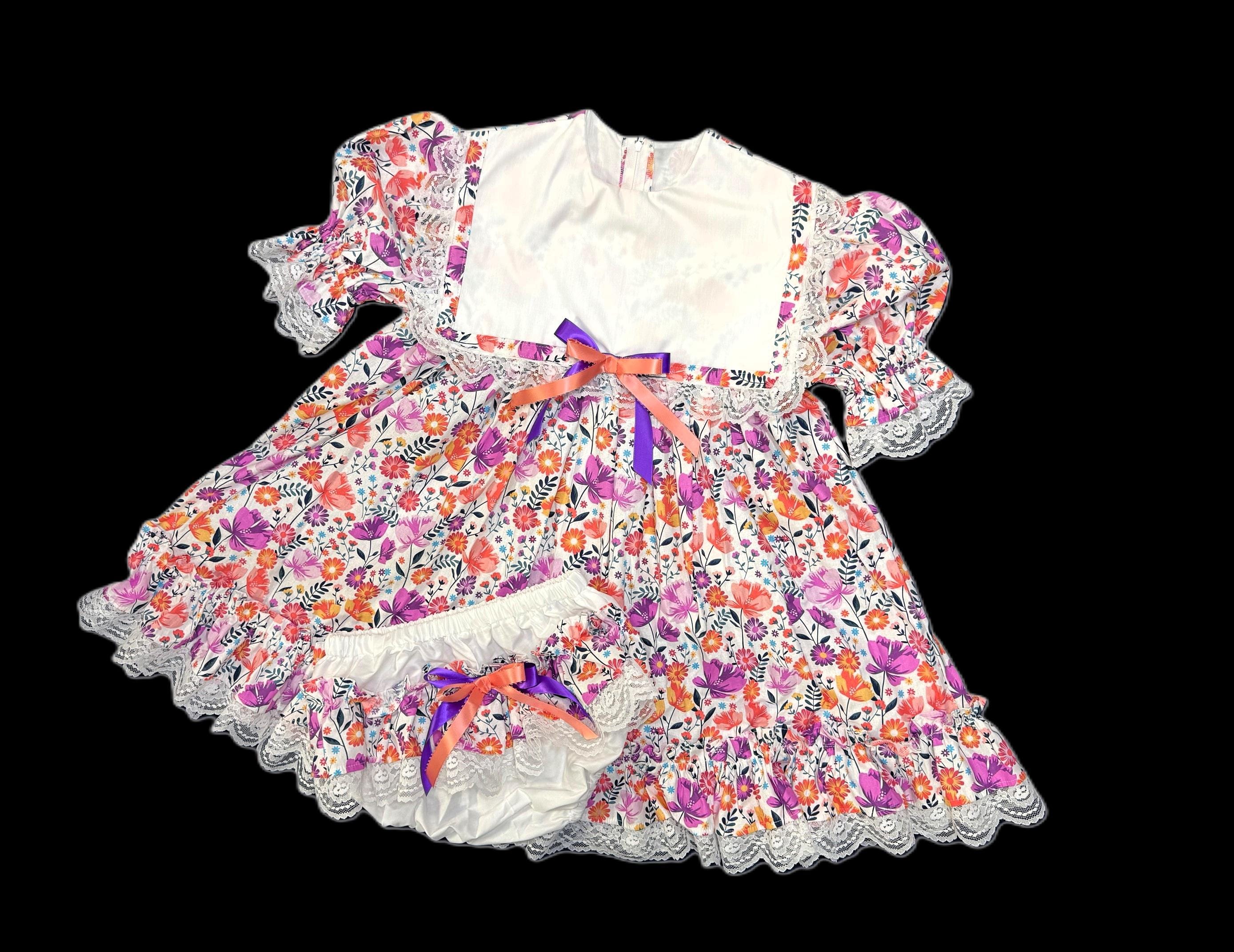 WYSIWYG Adult Baby Sissy Littles Abdl PEACHES and PLUMS Dress Set