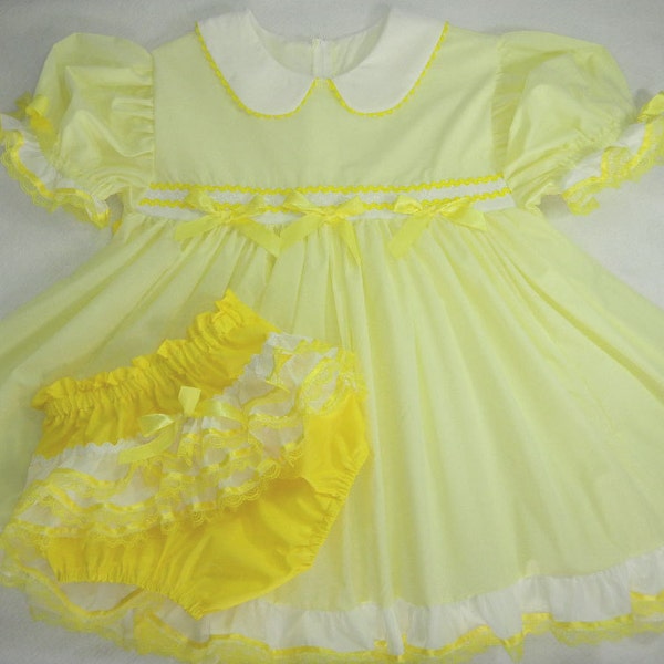 Adult Baby Sissy abdl Littles abdl LEMON PIE Dress Set My Binkies and Bows