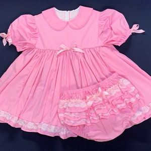 Adult Baby Sissy Littles abdl PINK CLOUD Dress and Diaper Cover My Binkies and Bows